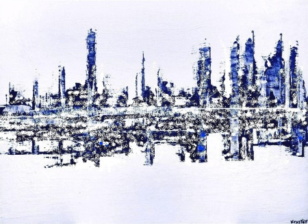 "Olympe", Série Rêveries urbaines, acrylique sur toile, 70x50 cm, pièce unique, signée, vendue